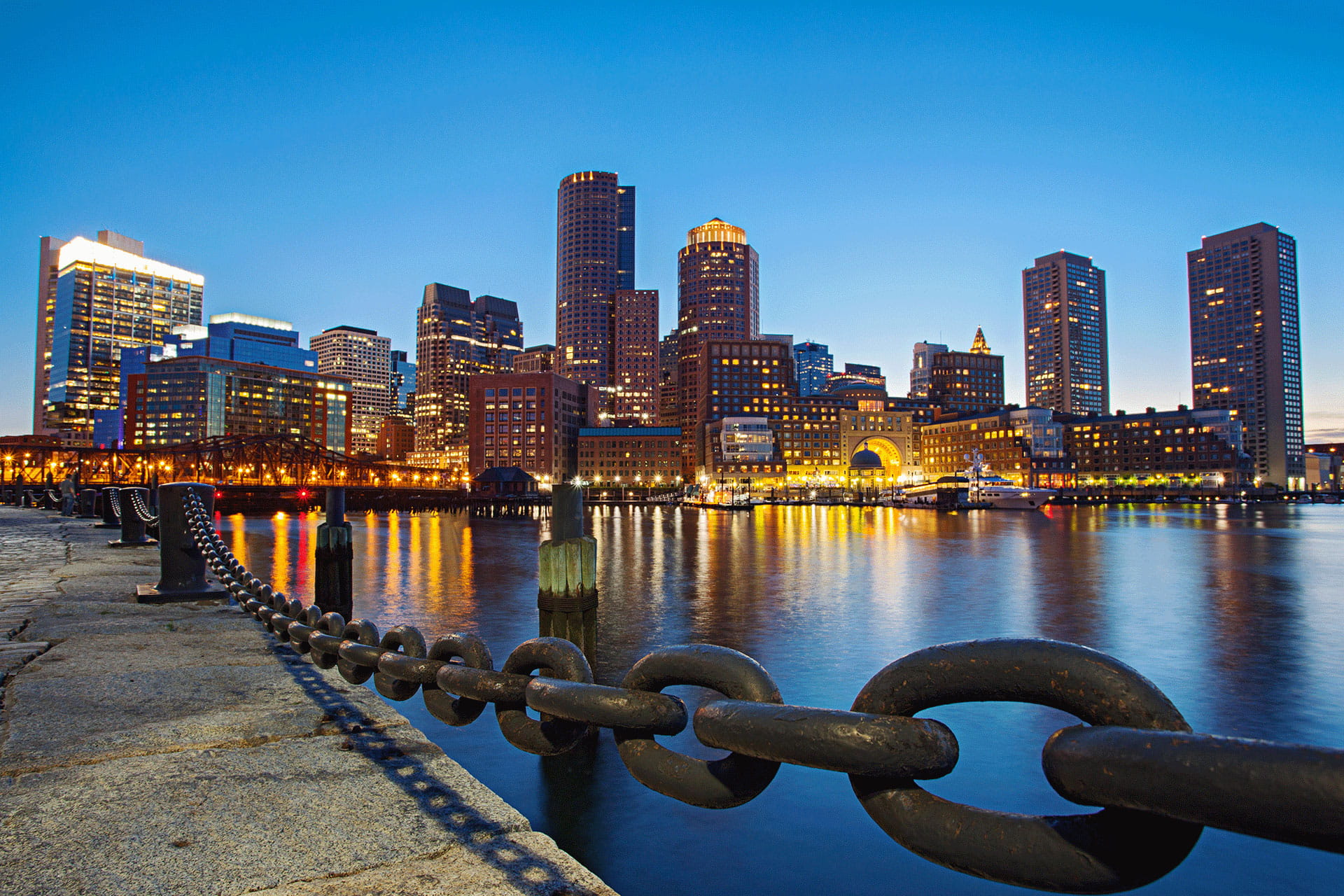 Boston boardwalk at dawn