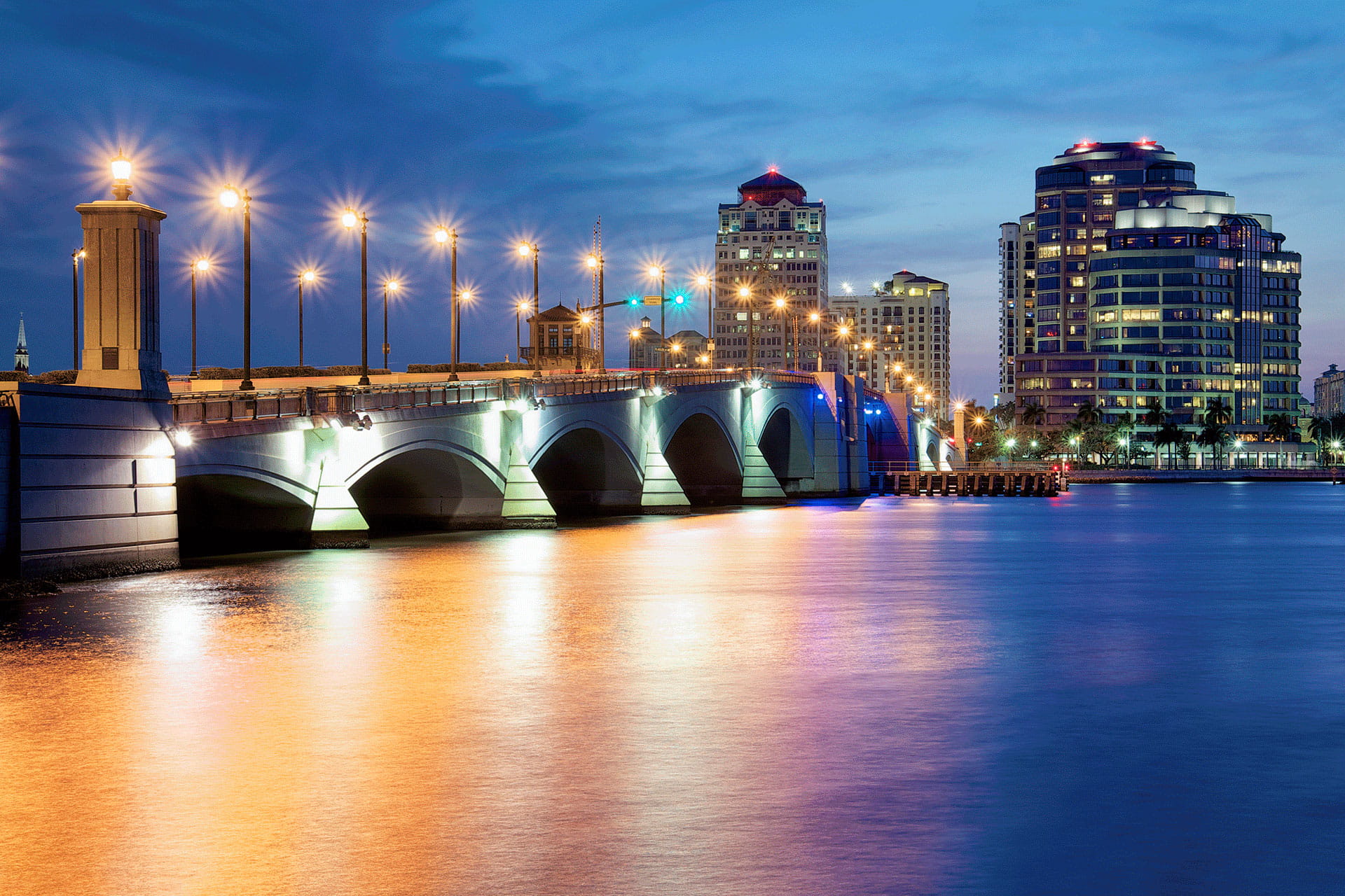 West Palm Beach Skyline Bridge Night