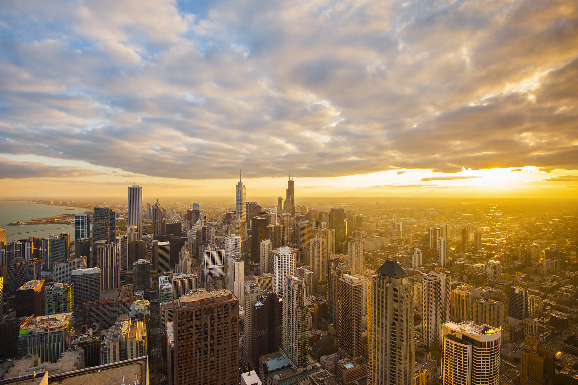 Aerial view of Chicago Skyline