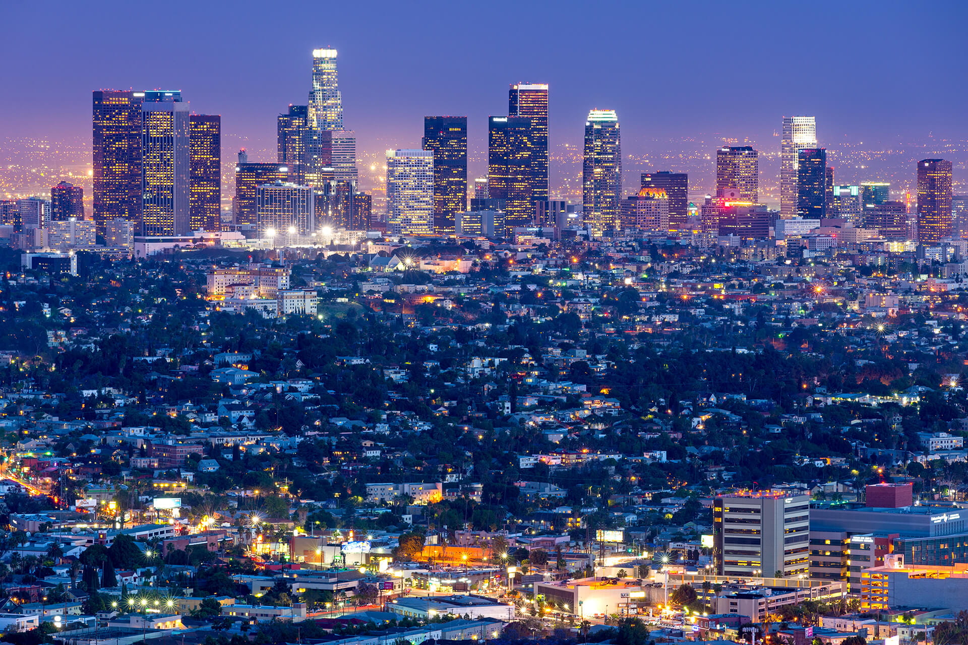 Aerial view of Los Angeles at Night